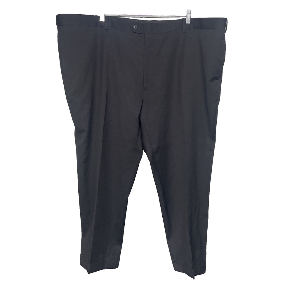 Pronto Uomo Platinum Dress Pants Mens 52 Wool Black Flat Front Cuffed
